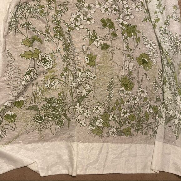 2x Vintage curtain sheers Floral Print in Green and White - Picture 2 of 3